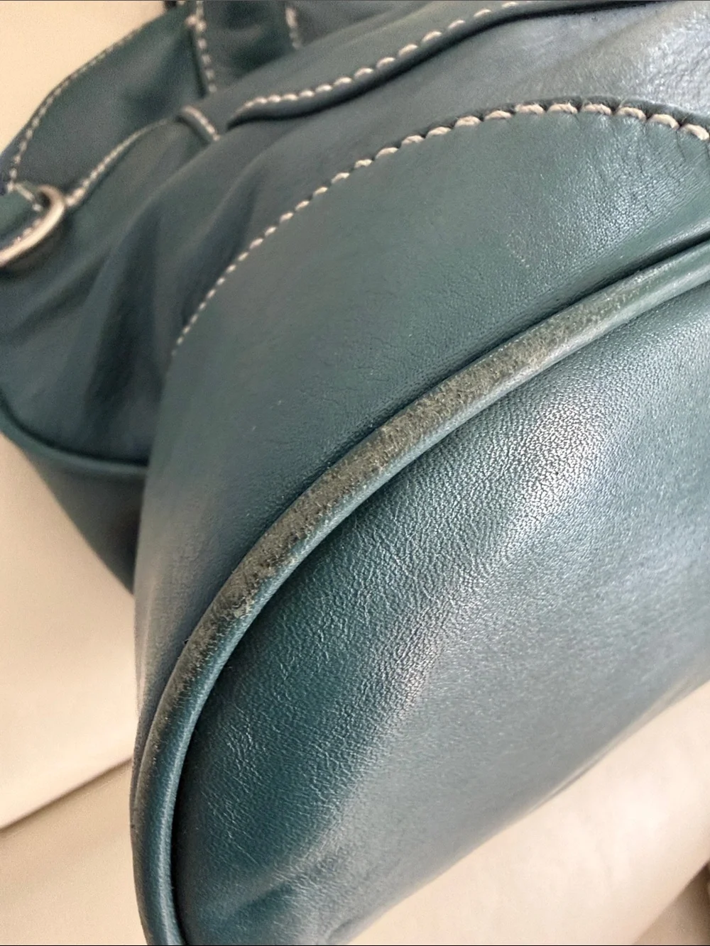 Talbots Beacon Hill domed satchel in a gorgeous teal leather & silver hardware
